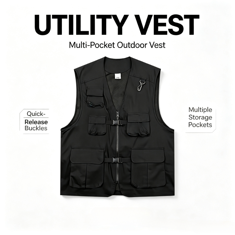 Photography Vest - Męska funkcjonalna kamizelka cargo w stylu